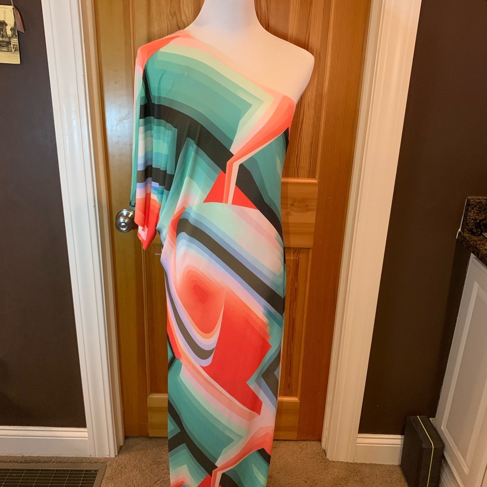 Never worn Trina Turk one shoulder maxi dress.